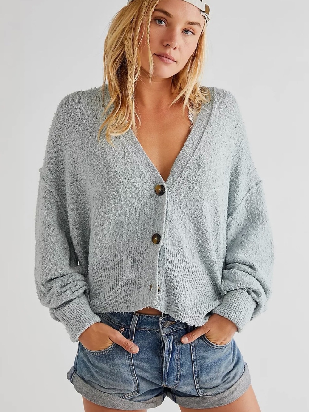 Free People Found My Friend Cardi | Aqua Haze | Medium